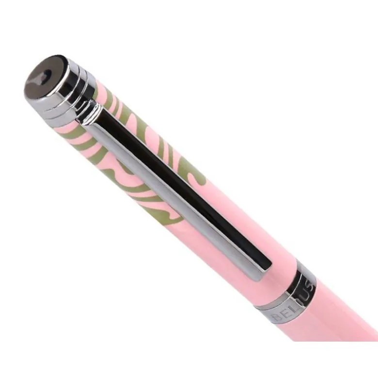 BOLIGRAFO BELIUS INK DREAMS ALUMINIO COLOR ROSA Y VERDE MATCHA PLATEADO FRASE INTERIOR TINTA AZUL CAJA DE DISEÑO