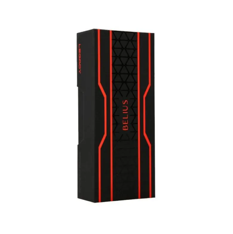 BOLIGRAFO BELIUS LEGACY ALUMINIO DISEÑO TRIANGULO ROJO CUERPO NEGRO TINTA COLOR AZUL CAJA DE DISEÑO