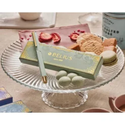BOLIGRAFO BELIUS MACARON BLISS FORMA HEXAGONAL COLOR VERDE DORADO TINTA AZUL CAJA DE DISEÑO