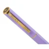 BOLIGRAFO BELIUS MACARON BLISS FORMA HEXAGONAL COLOR MORADO Y DORADO TINTA AZUL CAJA DE DISEÑO