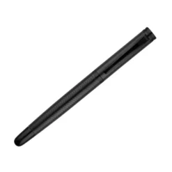 BOLIGRAFO BELIUS NEPTUNO ALUMINIO TEXTURA WAVY COLOR NEGRO TINTA AZUL CAJA DE DISEÑO