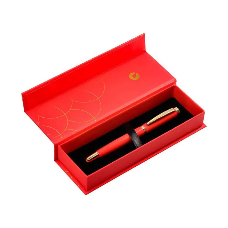 BOLIGRAFO BELIUS PASSION DOR ALUMINIO TEXTURA CEPILLADA COLOR ROJO Y DORADO TINTA AZUL CAJA DE DISEÑO PUNTA 0.8MM