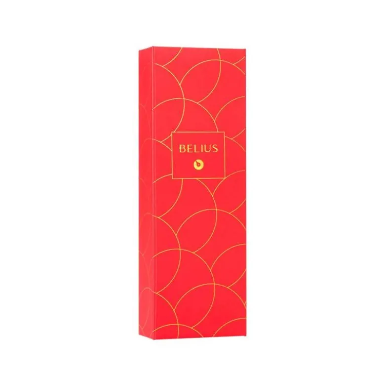 BOLIGRAFO BELIUS PASSION DOR ALUMINIO TEXTURA CEPILLADA COLOR ROJO Y DORADO TINTA AZUL CAJA DE DISEÑO PUNTA 0.8MM