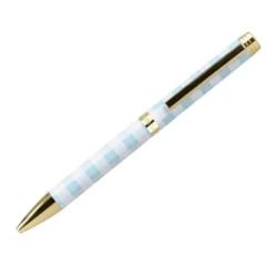 BOLIGRAFO BELIUS PERFECT PICNIC DAY ALUMINIO COLOR AZUL CELESTE DORADO TINTA AZULCAJA DE DISEÑO