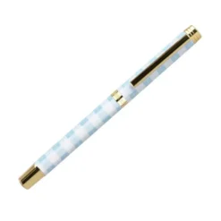 BOLIGRAFO BELIUS PERFECT PICNIC DAY ALUMINIO COLOR AZUL CELESTE DORADO TINTA AZULCAJA DE DISEÑO