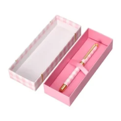 BOLIGRAFO BELIUS PICNIC ALUMINIO COLOR ROSA DORADO TINTA COLOR AZUL CAJA DE DISEÑO