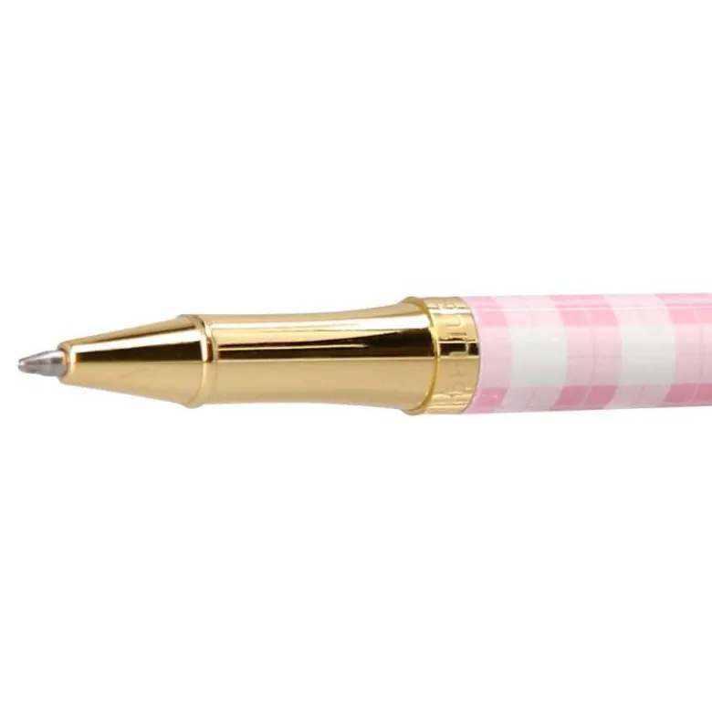 BOLIGRAFO BELIUS PICNIC ALUMINIO COLOR ROSA DORADO TINTA COLOR AZUL CAJA DE DISEÑO