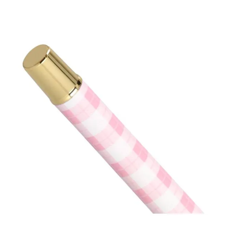 BOLIGRAFO BELIUS PICNIC ALUMINIO COLOR ROSA DORADO TINTA COLOR AZUL CAJA DE DISEÑO