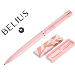 BOLIGRAFO BELIUS ROSE ALUMINIO COLOR ROSA/ORO ROSA TINTA AZUL CAJA DE DISEÑO