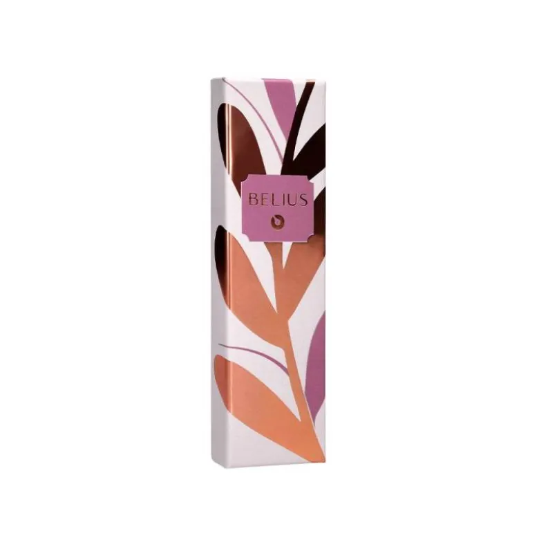 BOLIGRAFO BELIUS ROSE ALUMINIO COLOR BURDEOS ORO ROSA TINTA AZUL CAJA DE DISEÑO