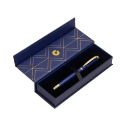 BOLIGRAFO BELIUS SOIREE ALUMINIO COLOR AZUL MARINO Y DORADO TINTA AZUL CAJA DE DISEÑO