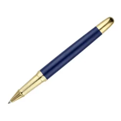 BOLIGRAFO BELIUS SOIREE ALUMINIO COLOR AZUL MARINO Y DORADO TINTA AZUL CAJA DE DISEÑO
