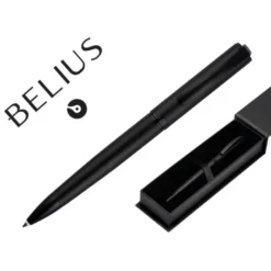BOLIGRAFO BELIUS TURBO ALUMINIO COLOR NEGRO TINTA AZUL CAJA DE DISEÑO