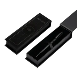 BOLIGRAFO BELIUS TURBO ALUMINIO COLOR NEGRO TINTA AZUL CAJA DE DISEÑO
