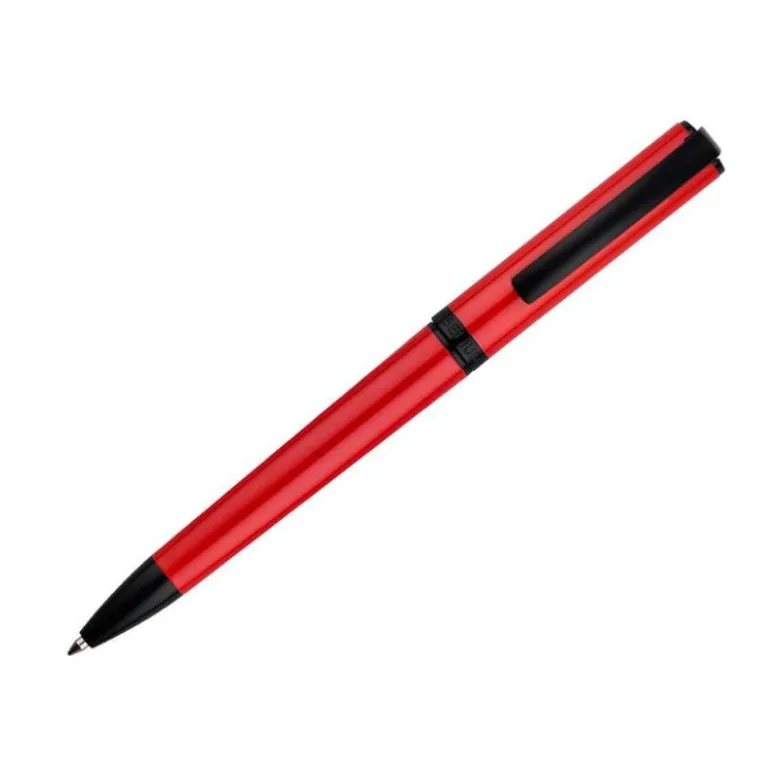 BOLIGRAFO BELIUS TURBO ALUMINIO COLOR ROJO Y NEGRO TINTA AZUL CAJA DE DISEÑO