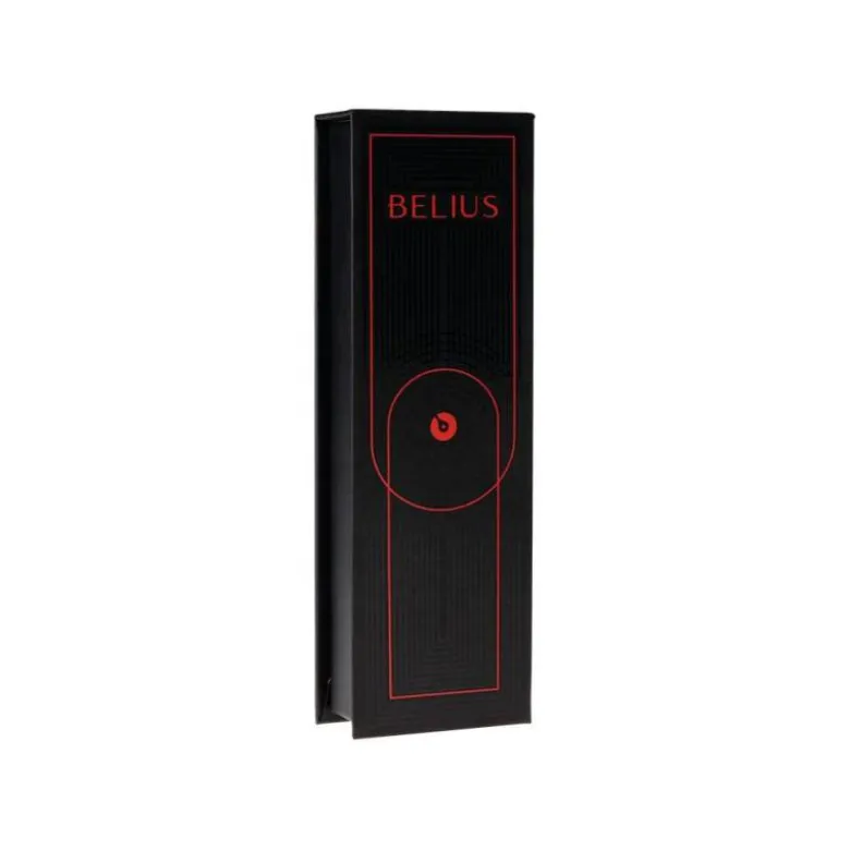 BOLIGRAFO BELIUS TURBO ALUMINIO COLOR ROJO Y NEGRO TINTA AZUL CAJA DE DISEÑO