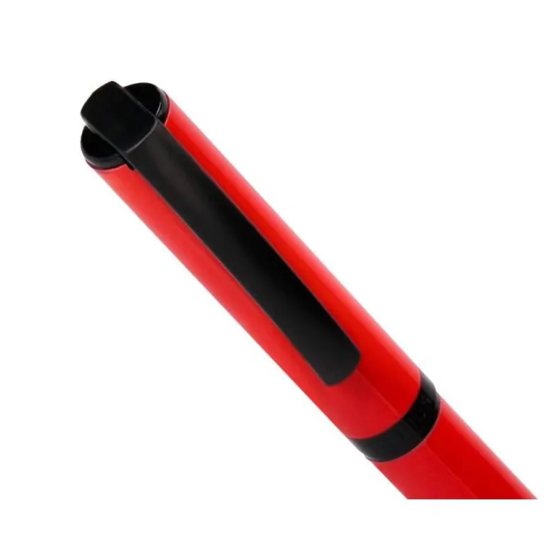 BOLIGRAFO BELIUS TURBO ALUMINIO COLOR ROJO Y NEGRO TINTA AZUL CAJA DE DISEÑO