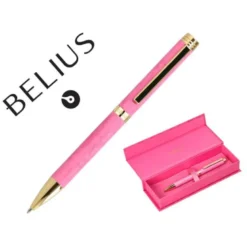 BOLIGRAFO BELIUS WILD WEST ALUMINIO COLOR ROSA DORADO TINTA COLOR AZUL CAJA DE DISEÑO