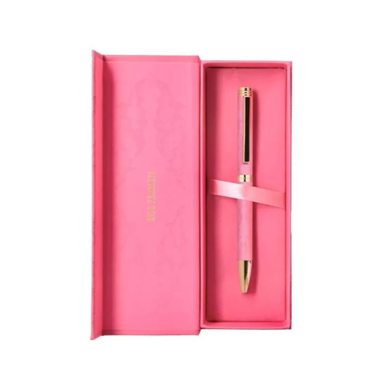BOLIGRAFO BELIUS WILD WEST ALUMINIO COLOR ROSA DORADO TINTA COLOR AZUL CAJA DE DISEÑO