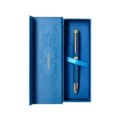 BOLIGRAFO BELIUS WILD WEST ALUMINIO COLOR AZUL MARINO DORADO TINTA COLOR AZUL CAJA DE DISEÑO