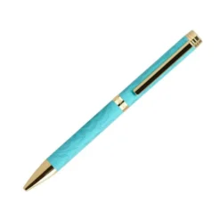BOLIGRAFO BELIUS WILD WEST ALUMINIO COLOR TURQUESA DORADOTINTA COLOR AZUL CAJA DE DISEÑO