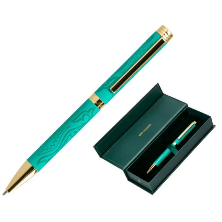 BOLIGRAFO BELIUS WILD WEST ALUMINIO COLOR VERDE TINTA COLOR AZUL CAJA DE DISEÑO