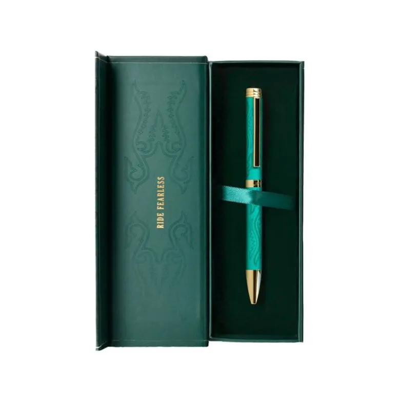 BOLIGRAFO BELIUS WILD WEST ALUMINIO COLOR VERDE TINTA COLOR AZUL CAJA DE DISEÑO