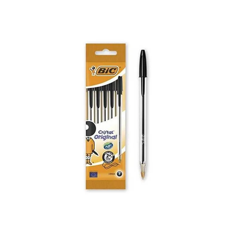 BOLIGRAFO BIC CRISTAL MEDIUM 1 MM COLOR NEGRO 5 UNIDADES