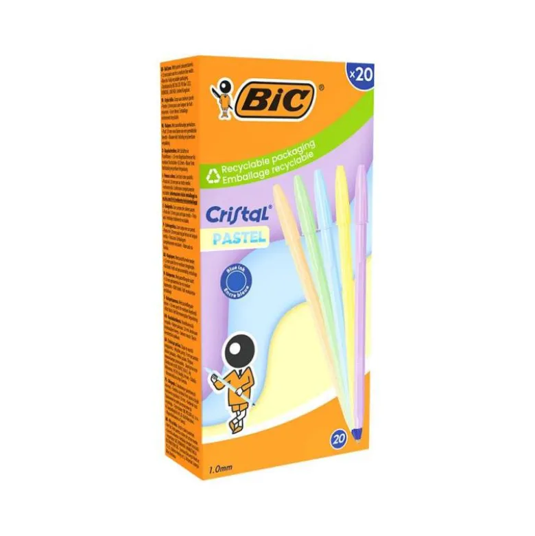 BOLIGRAFO BIC CRISTAL PASTEL PUNTA 1 MM COLORES SURTIDOS