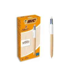 BOLIGRAFO BIC CUATRO COLORES WOOD CAJA DE 12 UNIDADES COLORES SURTIDOS