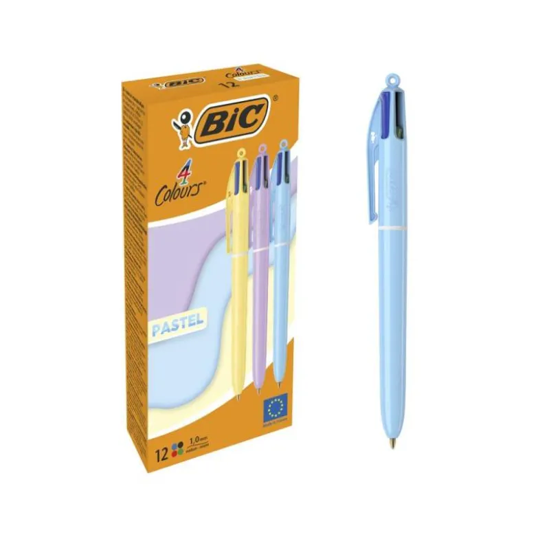 BOLIGRAFO BIC CUATRO COLORES PASTEL PUNTA DE 1 MM CAJA DE 12 UNIDADES COLORES SURTIDOS