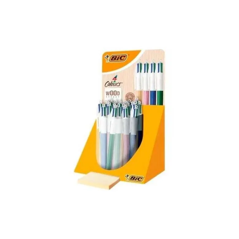 BOLIGRAFO BIC CUATRO COLORES WOOD EXPOSITOR DE 30 UNIDADES COLORES SURTIDOS