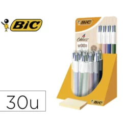 BOLIGRAFO BIC CUATRO COLORES WOOD EXPOSITOR DE 30 UNIDADES COLORES SURTIDOS