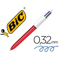 Boligrafo Bic Shine 4 colores Punta 1 mm cuerpo color Rojo