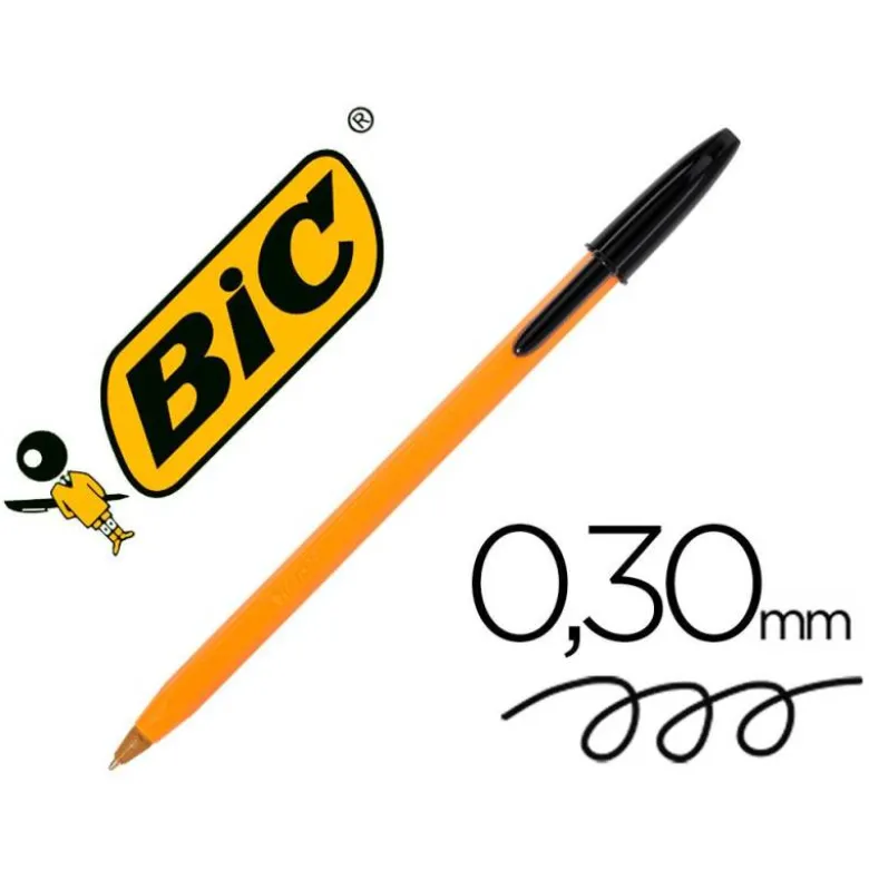 Boligrafo Bic tinta negra 0,30 mm cuerpo naranja