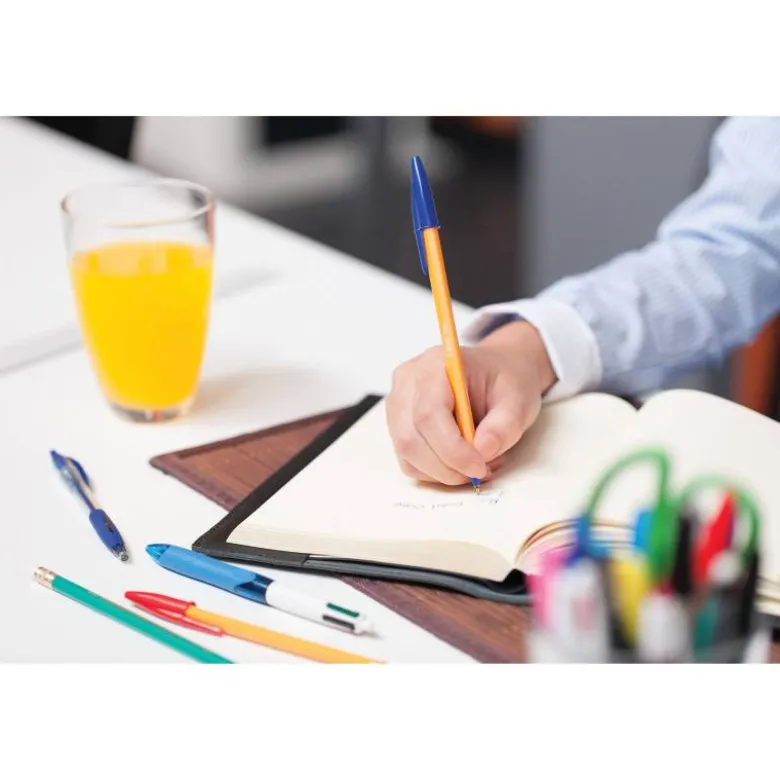 Boligrafo Bic tinta roja 0,30 mm cuerpo naranja