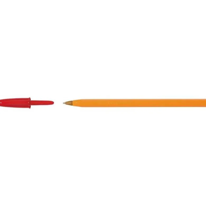Boligrafo Bic tinta roja 0,30 mm cuerpo naranja