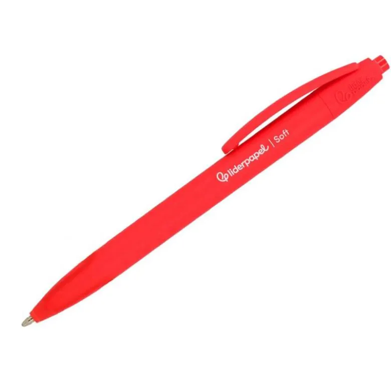 BOLIGRAFO LIDERPAPEL PUNTA 1 MM RETRACTIL CON CLIP ACABADO SOFT TOUCH TINTA ROJA CUERPO ROJO