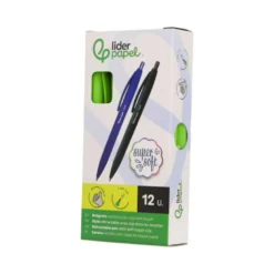 BOLIGRAFO LIDERPAPEL PUNTA 1 MM RETRACTIL CON CLIP ACABADO SOFT TOUCH TINTA AZUL CUERPO VERDE