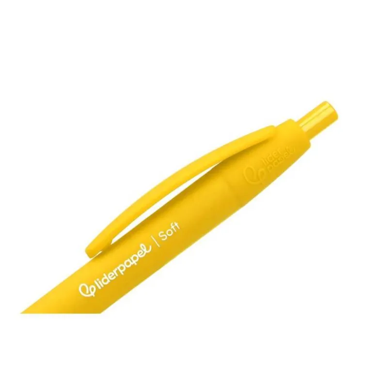 BOLIGRAFO LIDERPAPEL PUNTA 1 MM RETRACTIL CON CLIP ACABADO SOFT TOUCH TINTA AZUL CUERPO AMARILLO