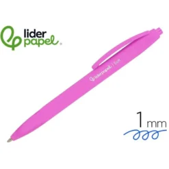 BOLIGRAFO LIDERPAPEL PUNTA 1 MM RETRACTIL CON CLIP ACABADO SOFT TOUCH TINTA AZUL CUERPO ROSA