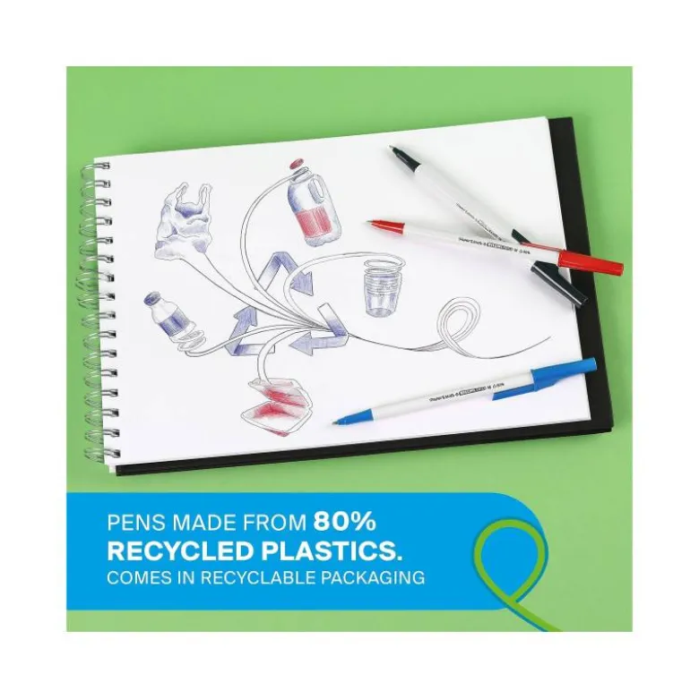 BOLIGRAFO PAPER MATE KILOMETRICO PUNTA 1 MM PLASTICO RECICLADO 80% BLISTER DE 3 NEGROS / 3