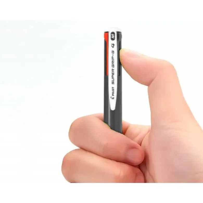 BOLIGRAFO PILOT SUPERGRIP G 4 COLORES RETRACTIL SUJECION DE CAUCHO TINTA BASE DE ACEITE CUERPO COLOR NEGRO