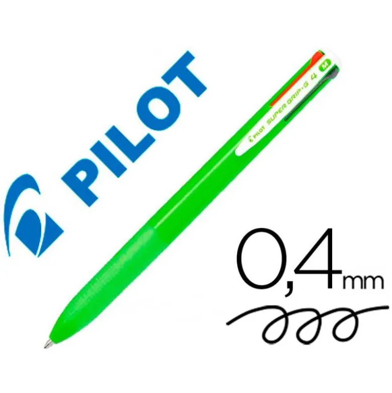 BOLIGRAFO PILOT SUPERGRIP G 4 COLORES RETRACTIL SUJECION DE CAUCHO TINTA BASE DE ACEITE CUERPO COLOR VERDE