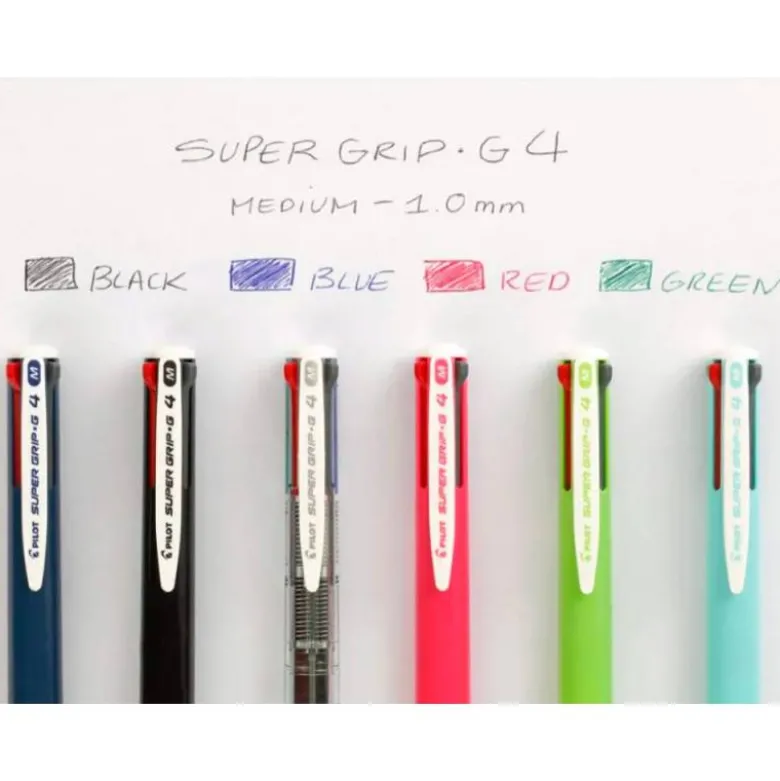 BOLIGRAFO PILOT SUPERGRIP G 4 COLORES RETRACTIL SUJECION DE CAUCHO TINTA BASE DE ACEITE CUERPO COLOR VERDE