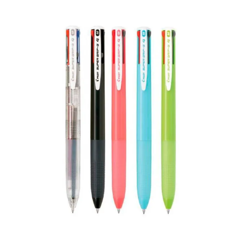 BOLIGRAFO PILOT SUPERGRIP G 4 COLORES RETRACTIL SUJECION DE CAUCHO TINTA BASE DE ACEITE CUERPO COLOR ROSA