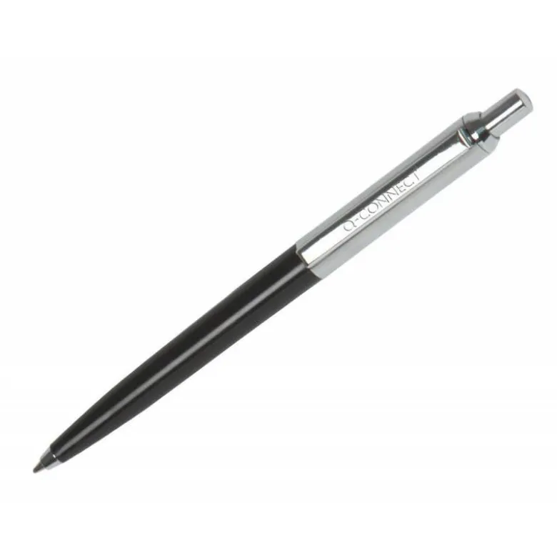 BOLIGRAFO Q-CONNECT PREMIUM METALICO RETRACTIL CON CLIP COLOR NEGRO PUNTA 1 MM