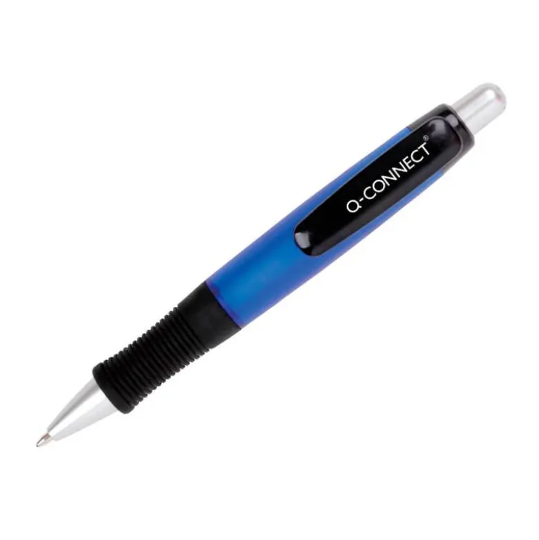 BOLIGRAFO Q-CONNECT PREMIUM RETRACTIL CON SUJECION DE CAUCHO COLOR AZUL PUNTA 1 MM