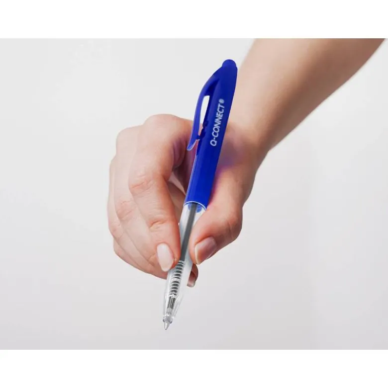 BOLIGRAFO Q-CONNECT RETRACTIL CON CLIP DISEÑO FINO TINTA ACEITE 0,7 MM COLOR AZUL
