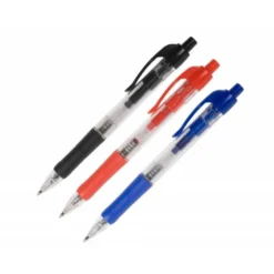 Boligrafo q-connect rojo retractil con sujecion de caucho